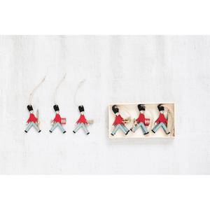 Wood Soldier Ornaments, s/9